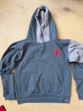 Eighty Eight Gray Hoodie with Bright Orange Nails Detail